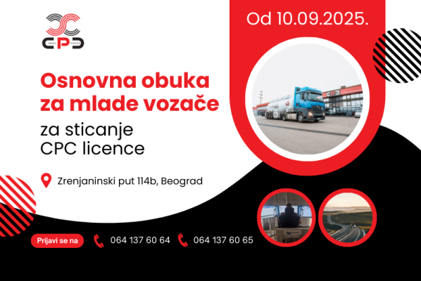 Osnovna obuka za mlade vozače za sticanje CPC licence od 10.09.2025.