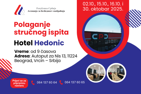 Agencija za bezbednost saobraćaja objavila nove termine za polaganje stručnog ispita u oktobru 2025.