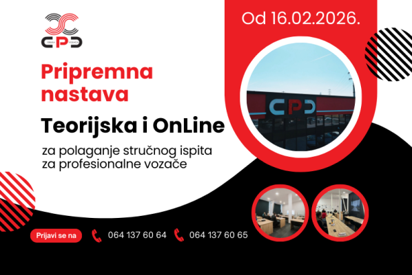 Pripremna nastava za polaganje stručnog ispita za profesionalne vozače od 16.02.2026.